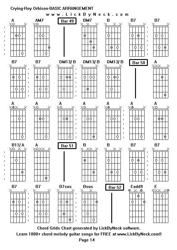 Chord Grids Chart of chord melody fingerstyle guitar song-Crying-Roy Orbison-BASIC ARRANGEMENT,generated by LickByNeck software.